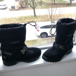 Black suede Coach snow boots -winter warmth